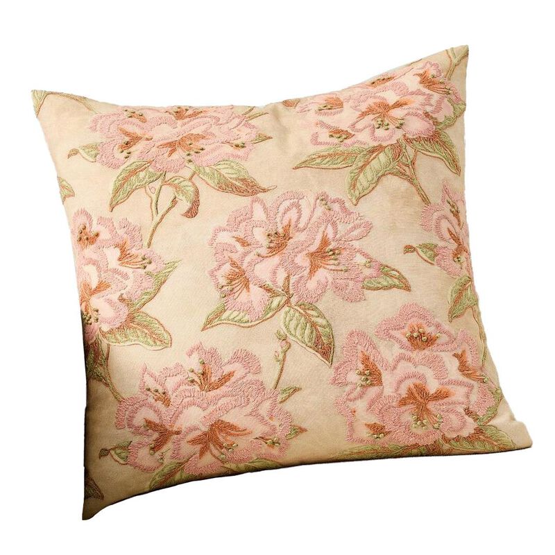 Pottery Barn Vintage Islands Floral Emb Cushion Cover 56cm Pink image number 0